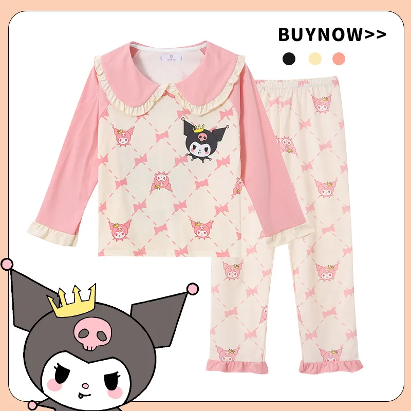 2pcs Kid's Sanrio Kuromi Pajamas, Long Sleeve Top & Pants Set, Cinnamoroll Pattern Comfy Set, Girl's Loungewear