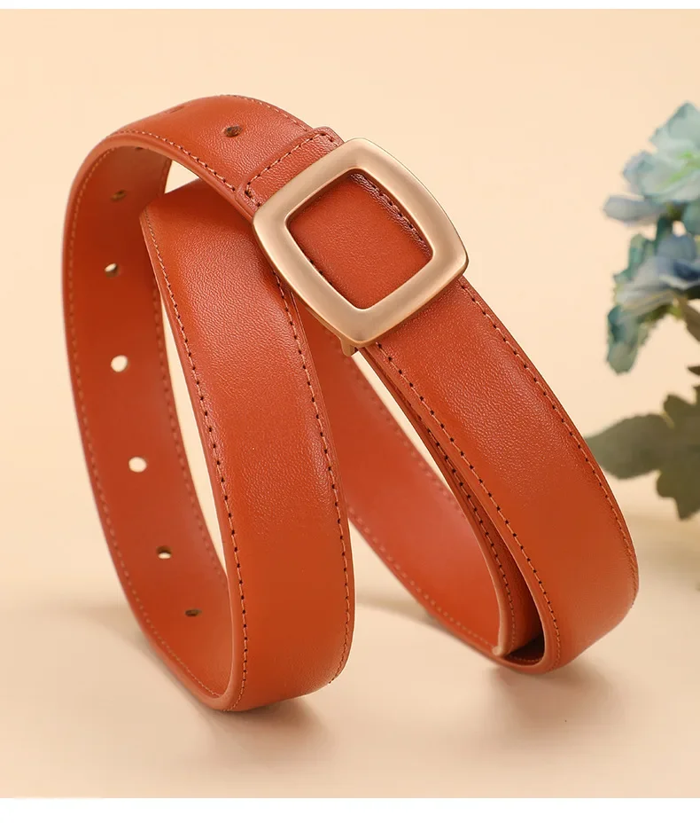 Women's Belt High-End Feel Belt for Women Versatile Decorative Simple Business Matte Alloy Cowhide Dress Pants Belt