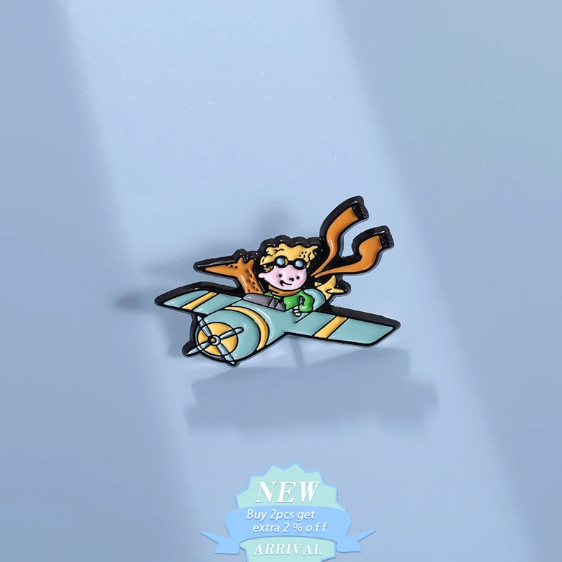 Spaceship Flight Planet Adventure Boy Enamel Pin Classics Warm And Healing Fairy Tale Anime Brooch Lapel Badge Jewelry Gifts