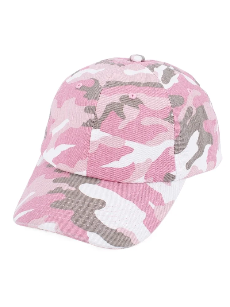 

Pink Camo Caps for Women Hiking Hat Cotton Unstructured Ball Cap Outdoor Travel