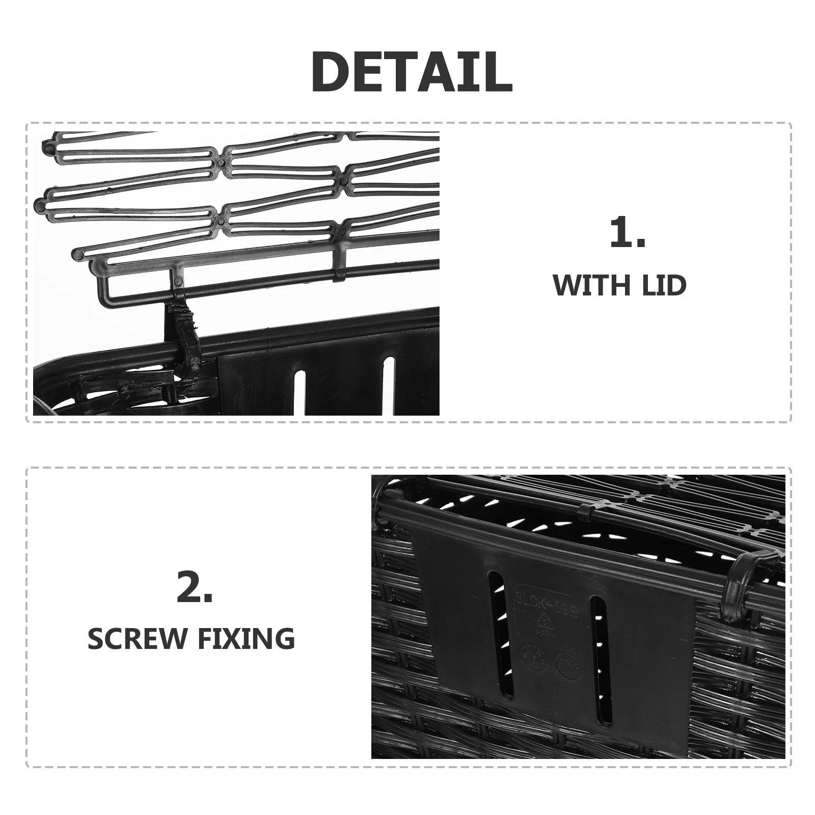 

Waterproof Rainproof Plastic Bike Basket Black Large Capacity Front Handlebar Basket for Electric Bicycle Outdoor Use with Cover