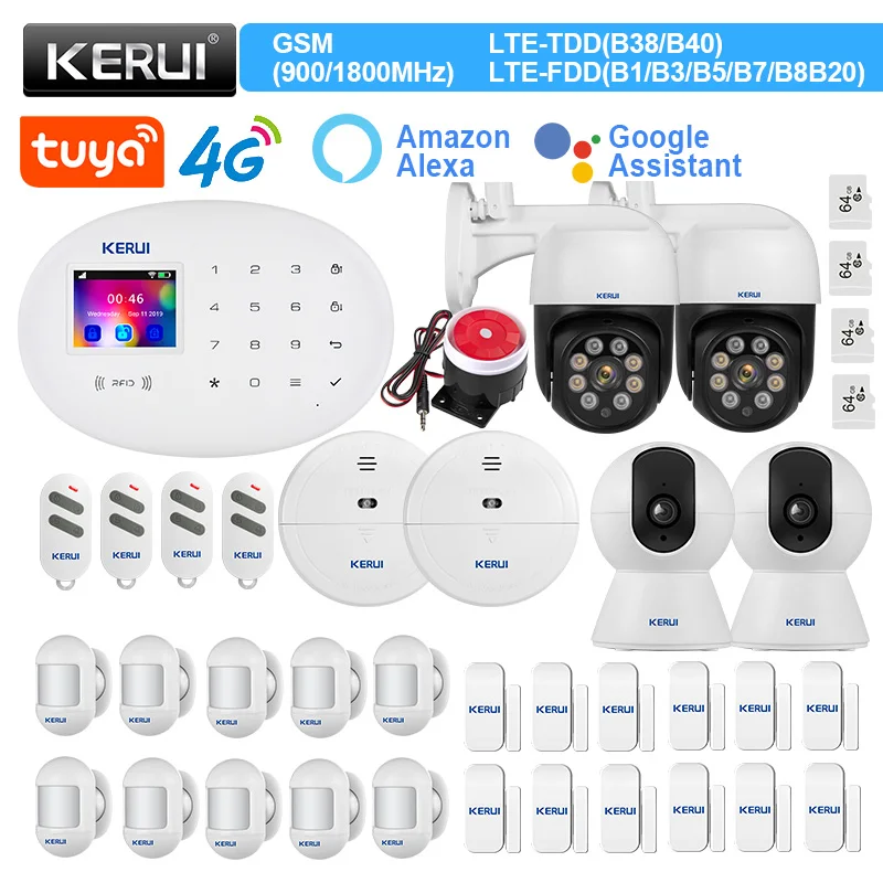 

KERUI W204 Alarm System for Home 4G WIFI GSM Tuya Smart Wireless Alarm Support Alexa Motion Sensor Opening Door Sensor Siren