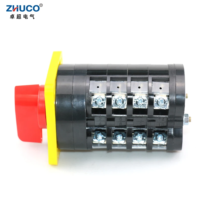 ZHUCO LW5D-16/5.5S.4 16A Three Position Four Pole 16 Screws Electric Rotary Panel Mount Selector Control Changeover Cam Switch