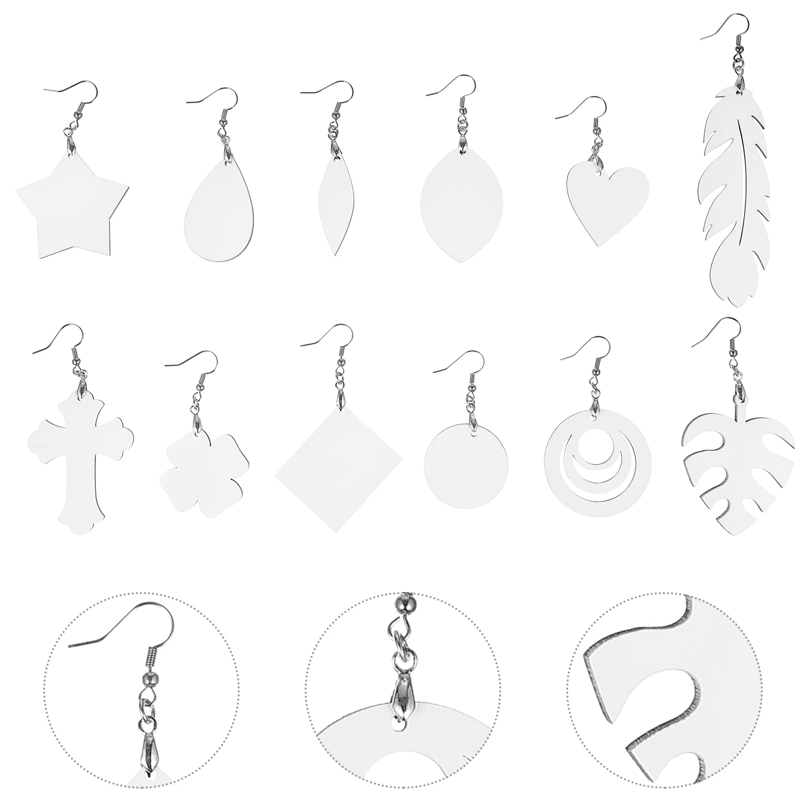

Set Sublimation Blank Earrings Accessories Teardrop White DIY Jewelry Craft Supplies Handmade Projects Accessories