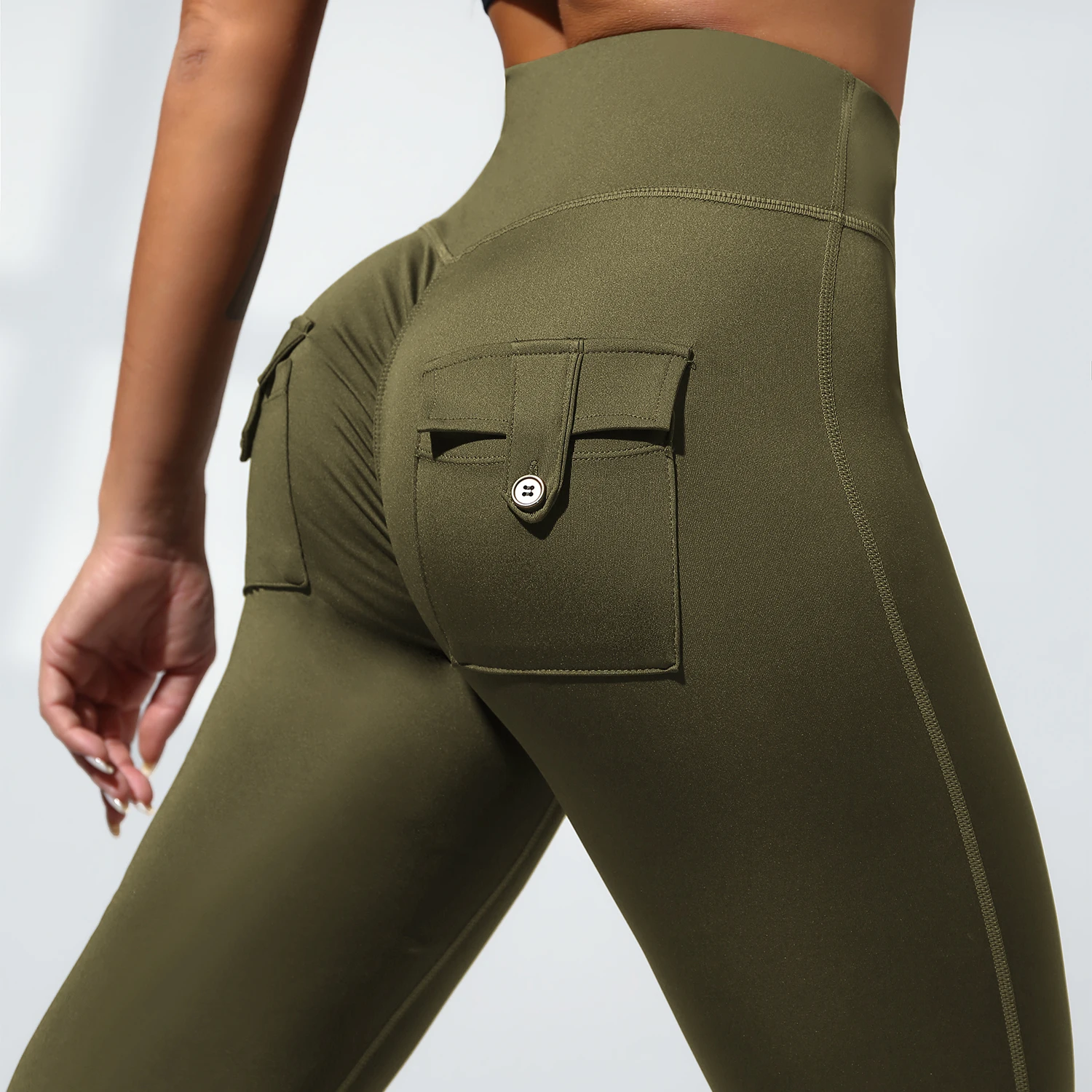 

CHRLEISURE Back Pockets Yoga Pants for Women Sexy Butt Lifting Sports Tight High Waisted Fitness Leggings Gym Activewear