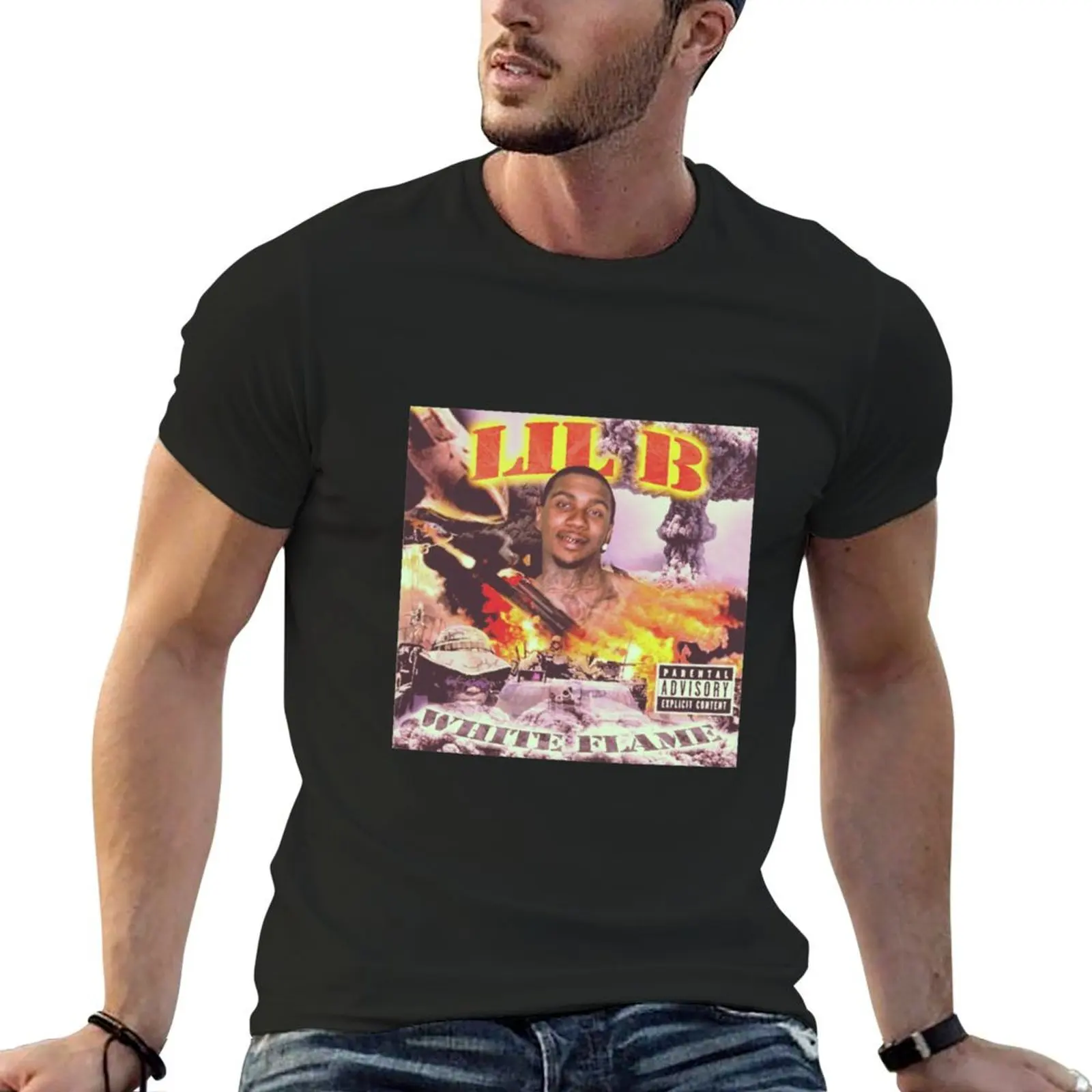 

LIL B WHITE FLAME T-Shirt vintage anime shirt anime tshirt fruit of the loom mens t shirts