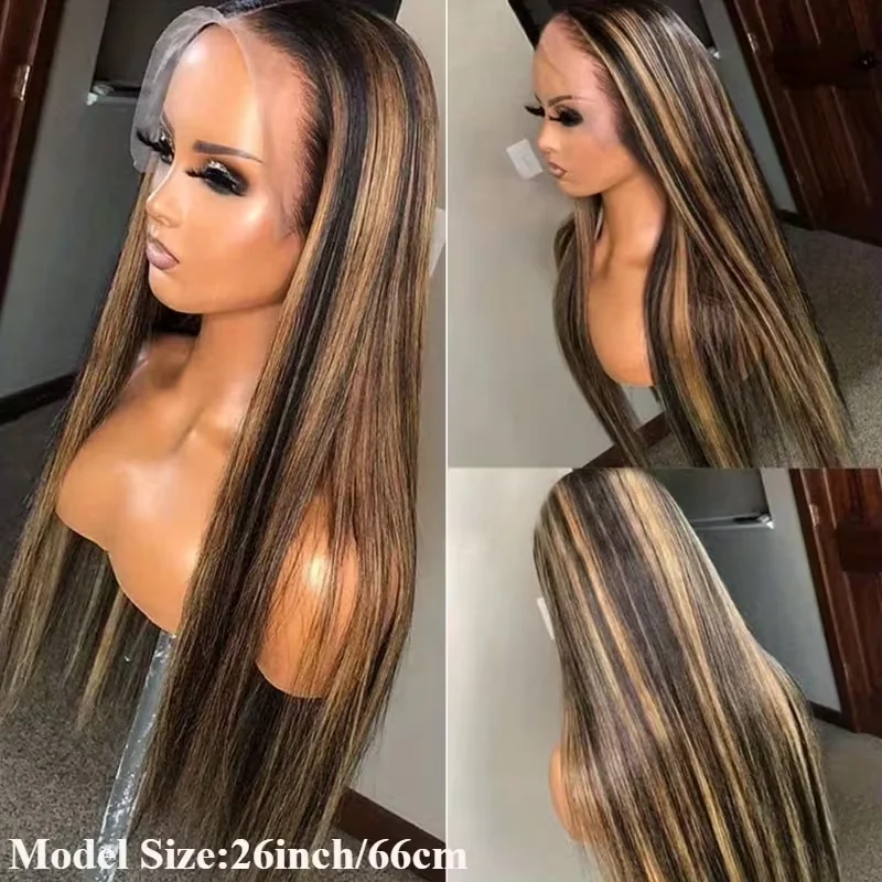 FB 30 Glatte Perücke aus Echthaar, Honigblond, Lace-Front-Perücke, 13x6 HD Transparente Lace-Frontal-Perücke für Damen, 46 Zoll – Detail 5