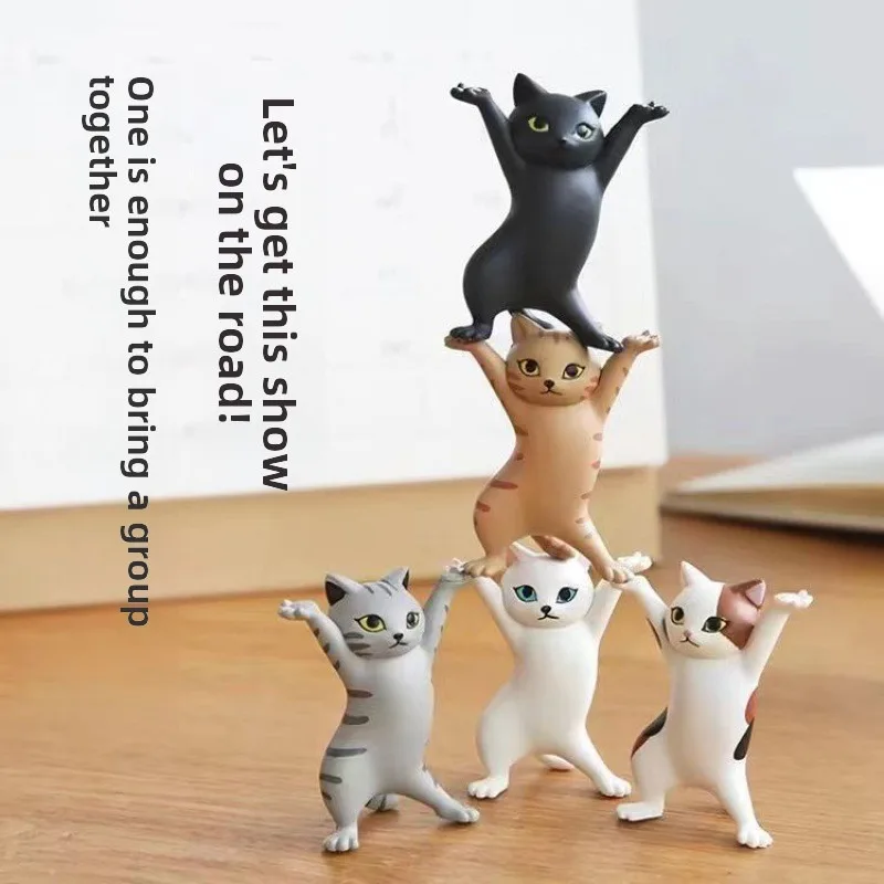 

1Pcs Funny Pen Holder Cat Doll Ornaments Plastic Crafts Earphone Support for Children Gift Room Desk Home Decoration Accessory