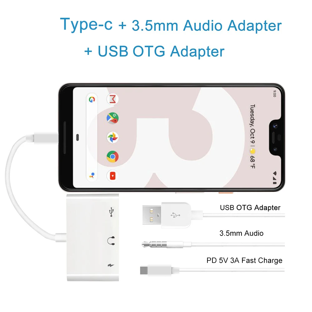 Rodzaj USB C do RJ45 Adapter sieci Lan Ethernet/kabel przewód iPad USB C OTG 3.5mm Aux Adapter Audio/czytnik kart/złącze wsparcie PD 60W