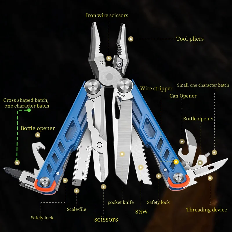 Pinza per punzonatura di precisione multifunzione - Set di strumenti pieghevoli per esterni di fascia alta per uso multiuso