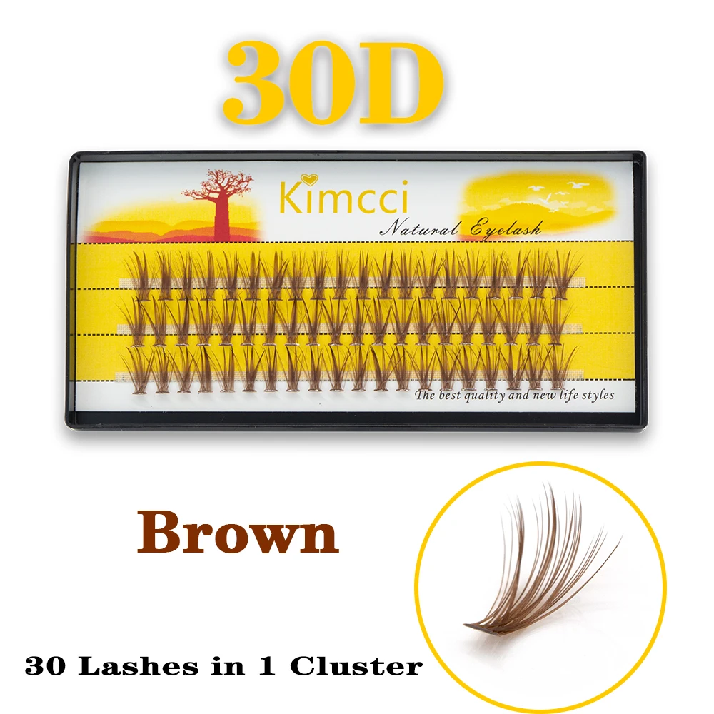 30D BROWN 60 Bundles  Mink Individual Eyelash Extension False 30D Russian Volume Cluster Lashes Natural Faux Makeup Eyelashes