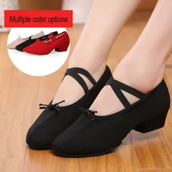 Women Dance Shoes Girls Ballet Jazz Salsa Shoes Soft Sole Low Heels Kids Dancing Slippers Pink Black Red Children Latin Sneakers