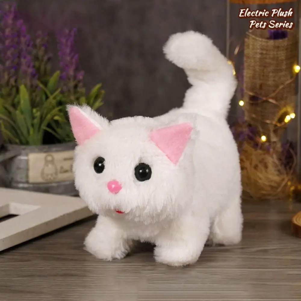 Simulated Robot Kitten Makes You Happy Wagging Kitten Plush Toy Walking Interactive Plush Electric Cat Toy