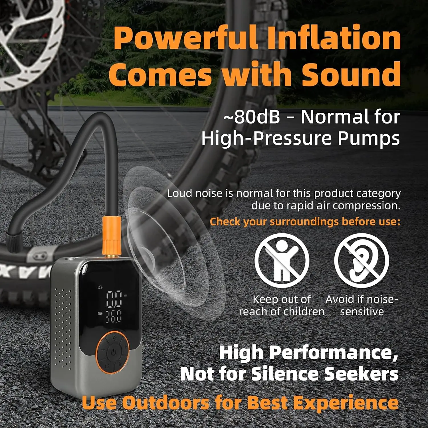 Portable Air Pump Set with Power Bank, 150PSI Tire Inflator Kit for Car SUV Motorcycle Bike, LED Light & Storage Bag for Camping