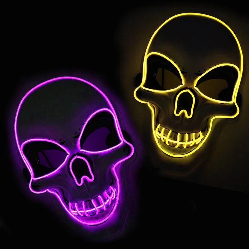 10 Color Select Skull Led Mask Halloween Party Light Props For Luminous Skeleton Mask Cosplay Costume Supplies