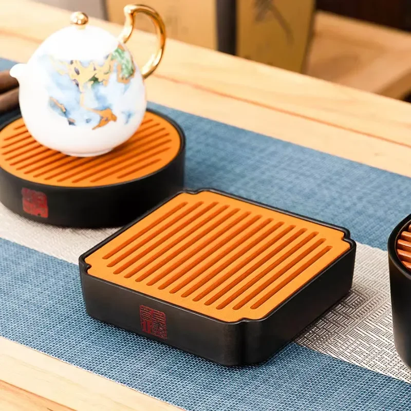 Square Bakelite Water Storage Tea Tray Dry Brewing Table Chinese Style Portable Outdoor Tea Set for One Person