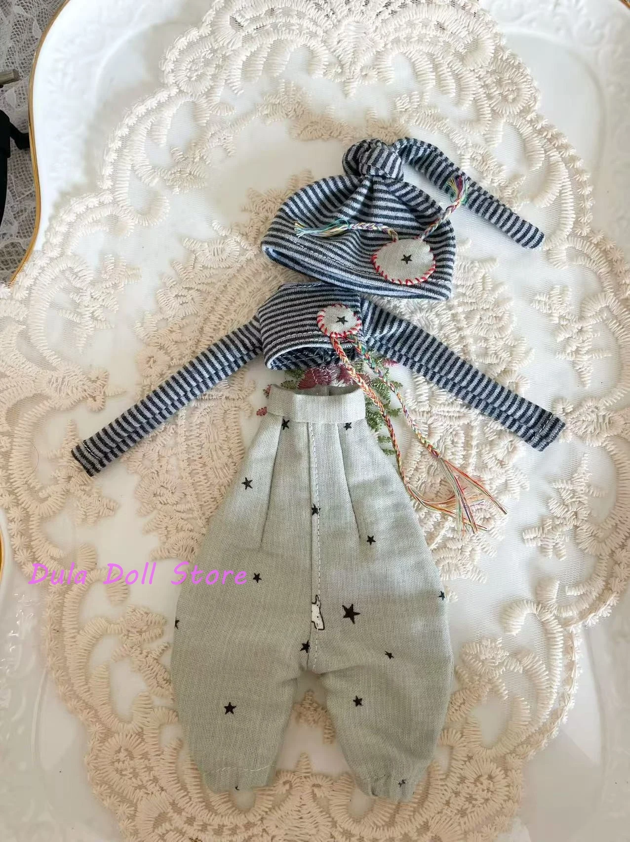 듀라 인형 옷 짧은 상의 긴 소매 와이드 레그 팬츠 캐주얼 의상 블라이스 ob24 ob22 ICY 제리B 1/6 BJD 인형 액세서리