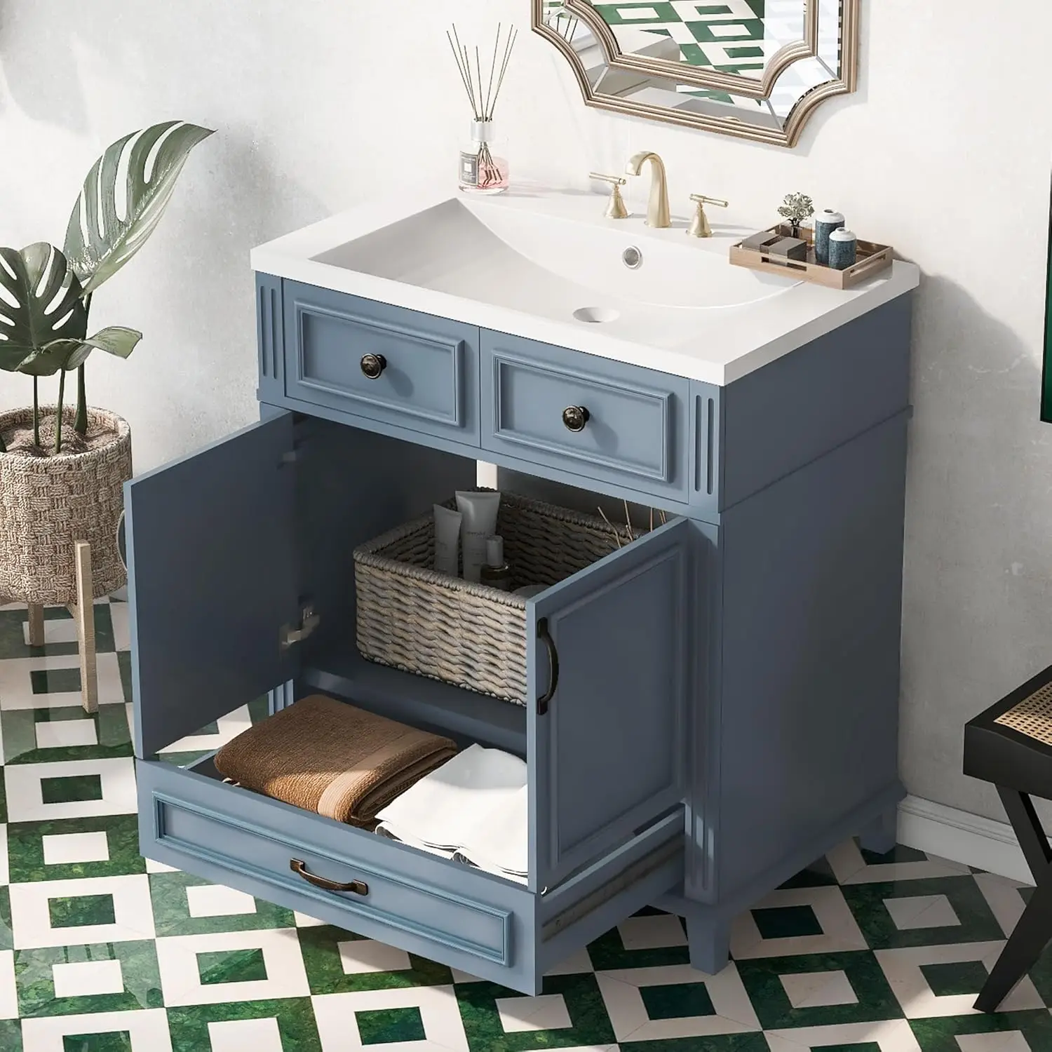 30" Blue Vanity Sink 5