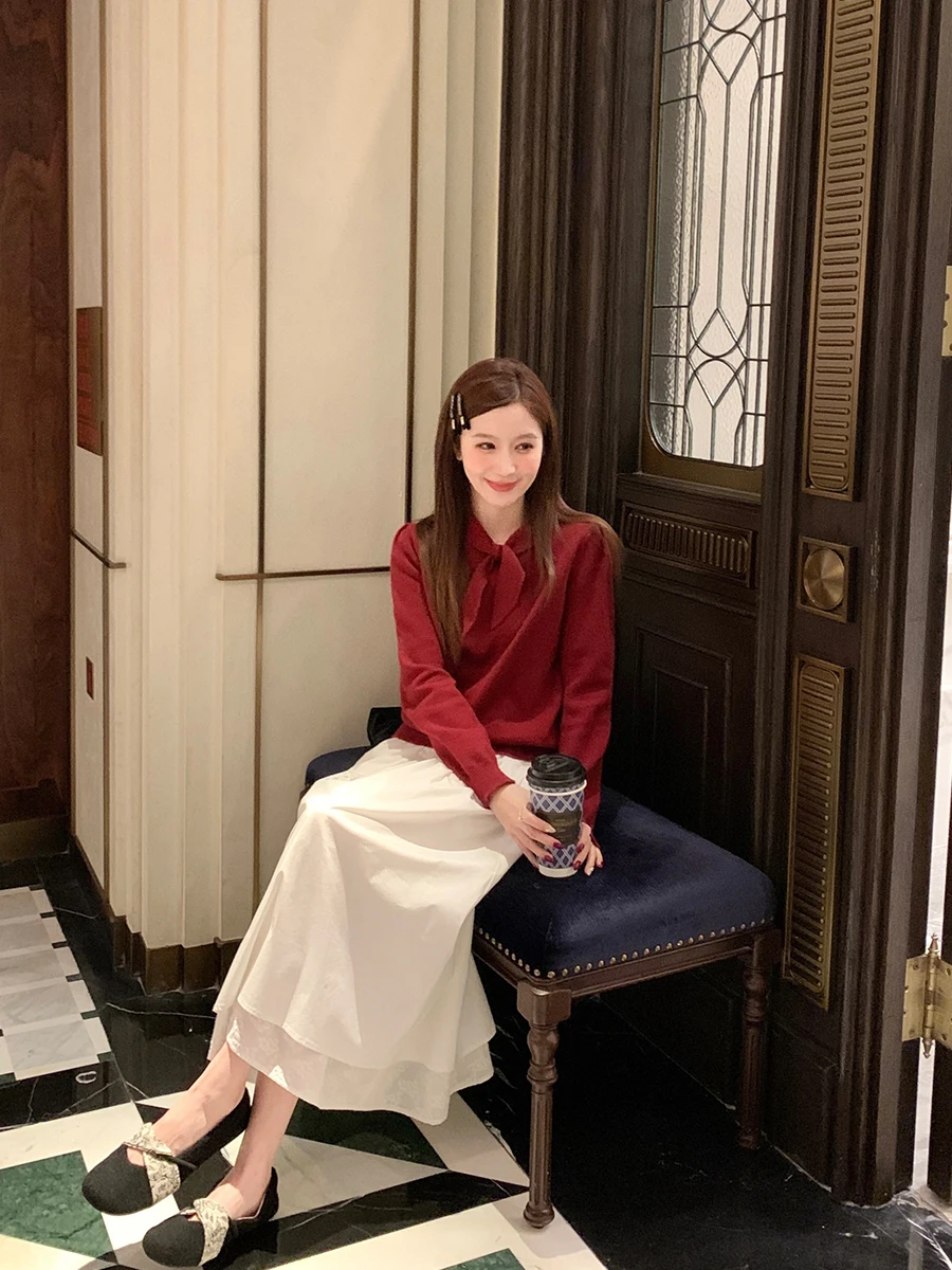 

Женский вязаный свитер YANUOYU из модала с дизайном Netie, длинный рукав, стандартная длина, однотонный, для повседневной носки, зимняя коллекция