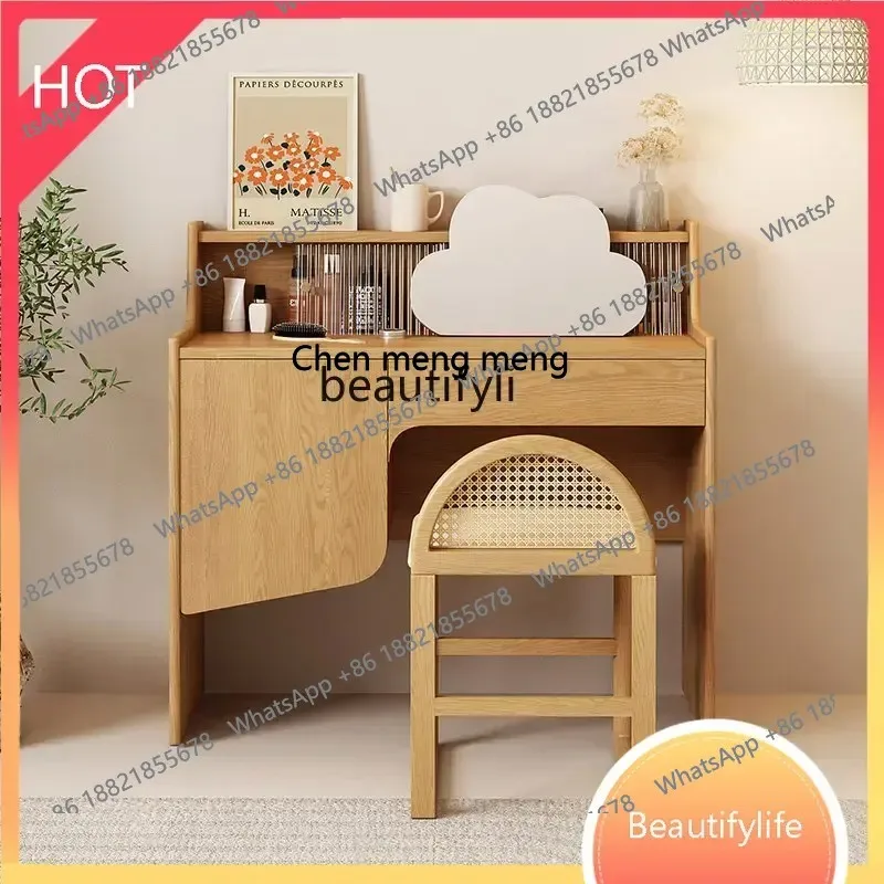 new Japanese-Style Solid Wood Dresser Storage Nordic Modern Storage Cabinet Bedroom Cloud Makeup Table ss 8617
