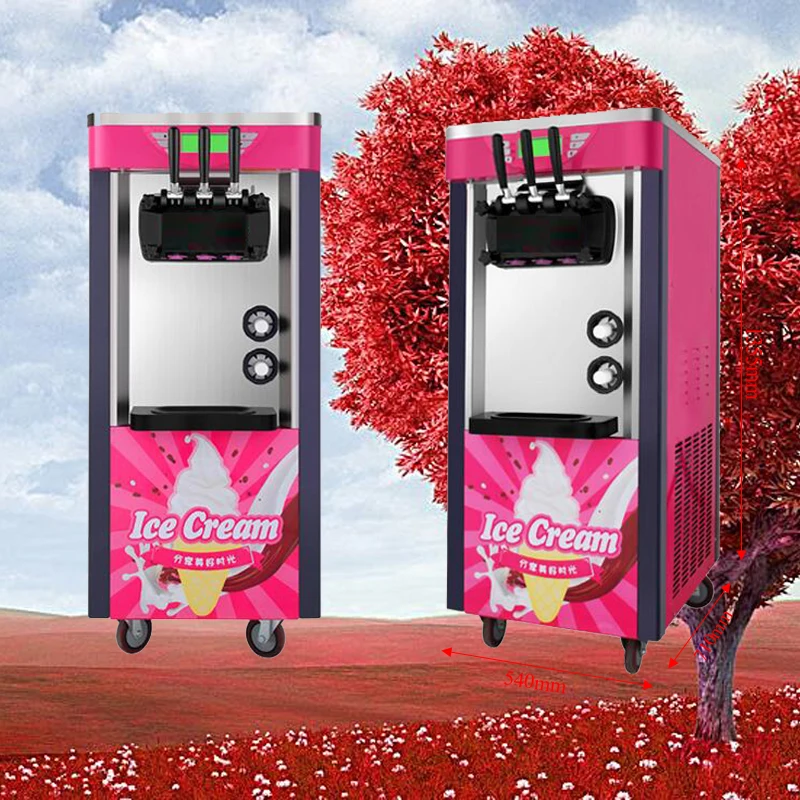 Three-Color Commercial Desktop Soft Ice Cream Machine 220V 110V Vertical Make Ice Cream Intelligent Sweetener Ice Cream Maker
