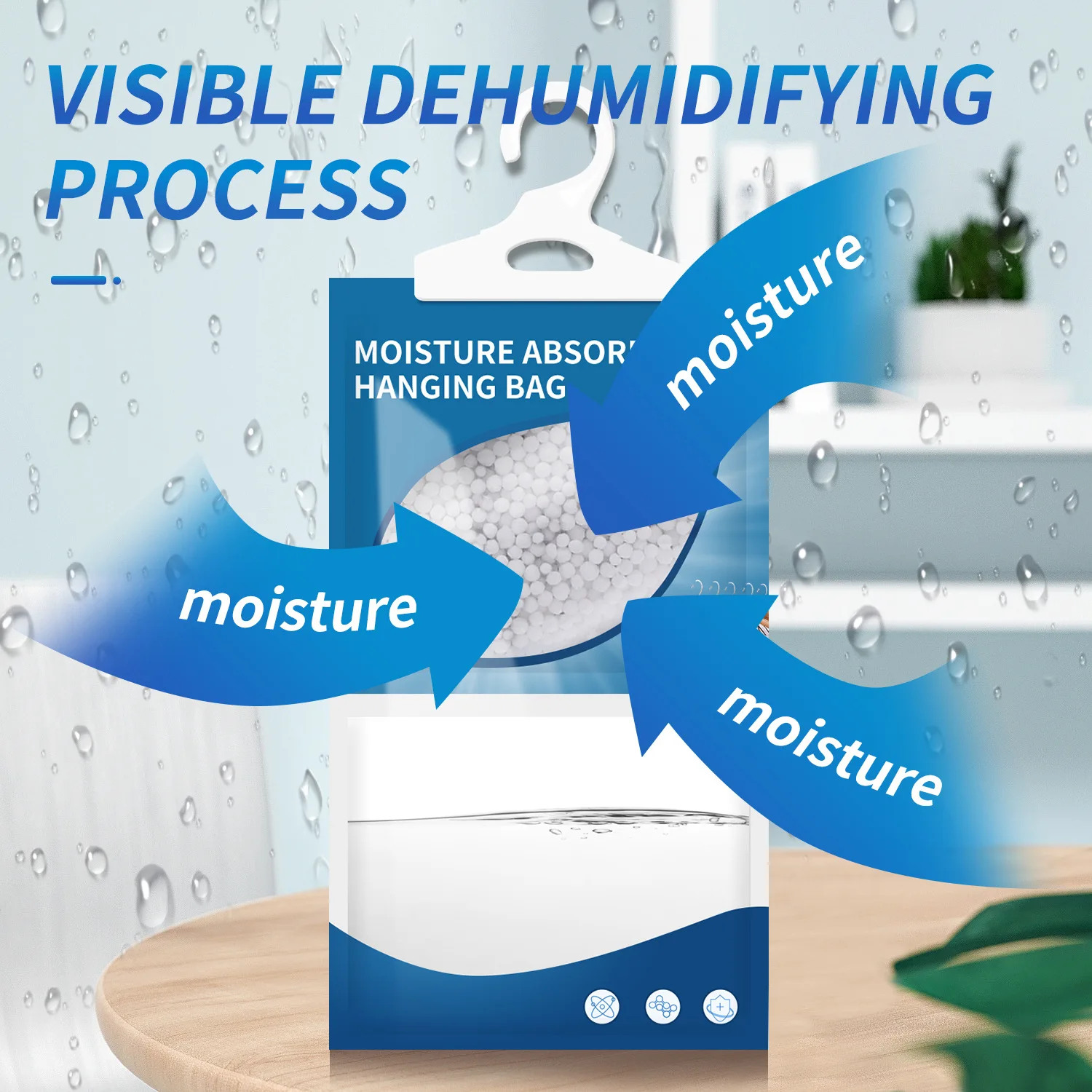 

3 новых влагопоглощающих и противоплесневых пакета-осушителей для шкафов, подвесные пакеты для влажных вещей для гардеробов, шкафов и комодов.