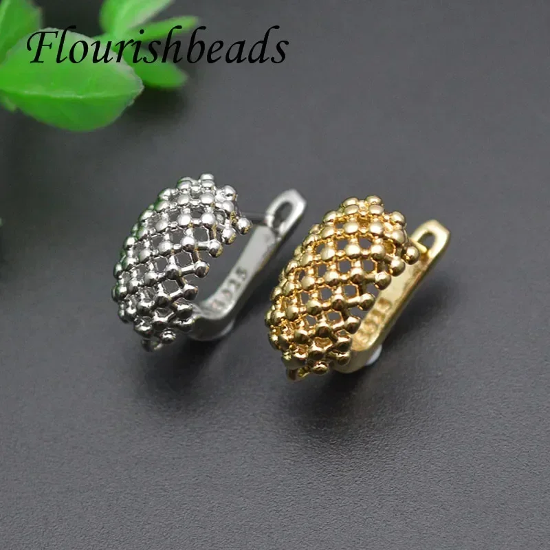Nowy projekt 15x15mm Metal niklu Mesh kształt kolczyk haki do biżuterii ustalenia 30 sztuk/partia
