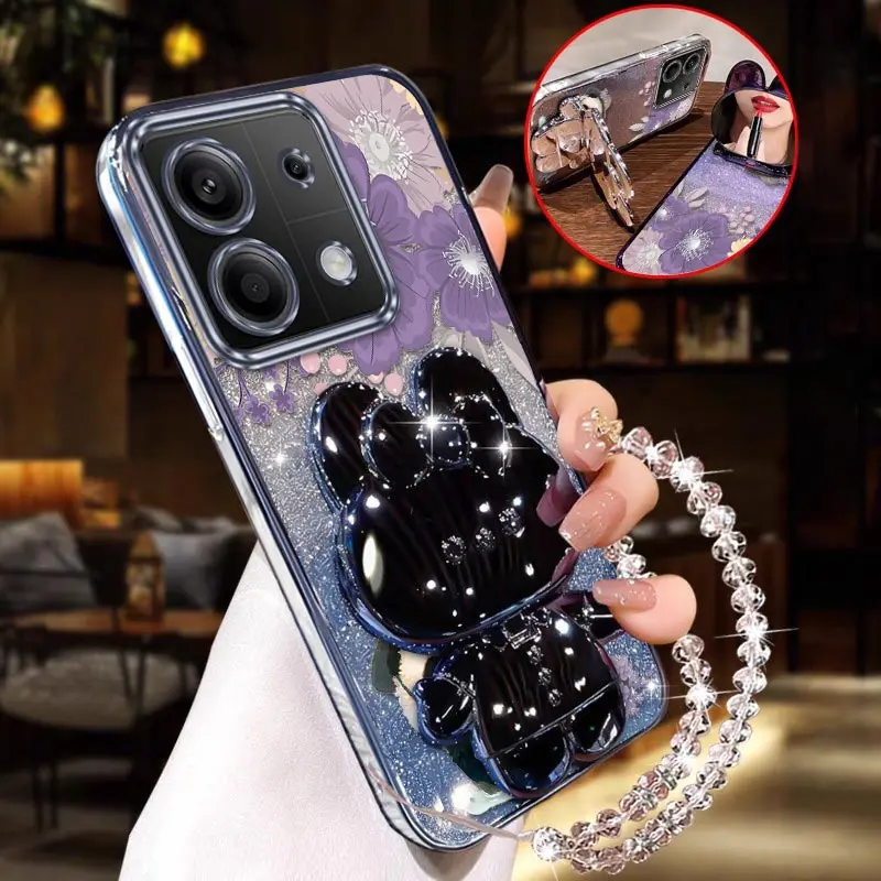 

Note 13 Alluring Petals Plating Bracelet Holder Phone Case For Xiaomi Redmi Note 13 13R 14Pro 14 12Turbo 12 12Pro 13Pro Cover