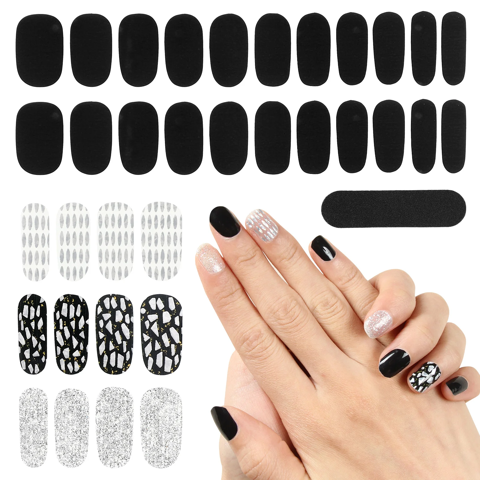 Gel Nail Stickers Full Wraps Strips Decorative Nails Tips Manicure Supply Cover DIY Polish Decals