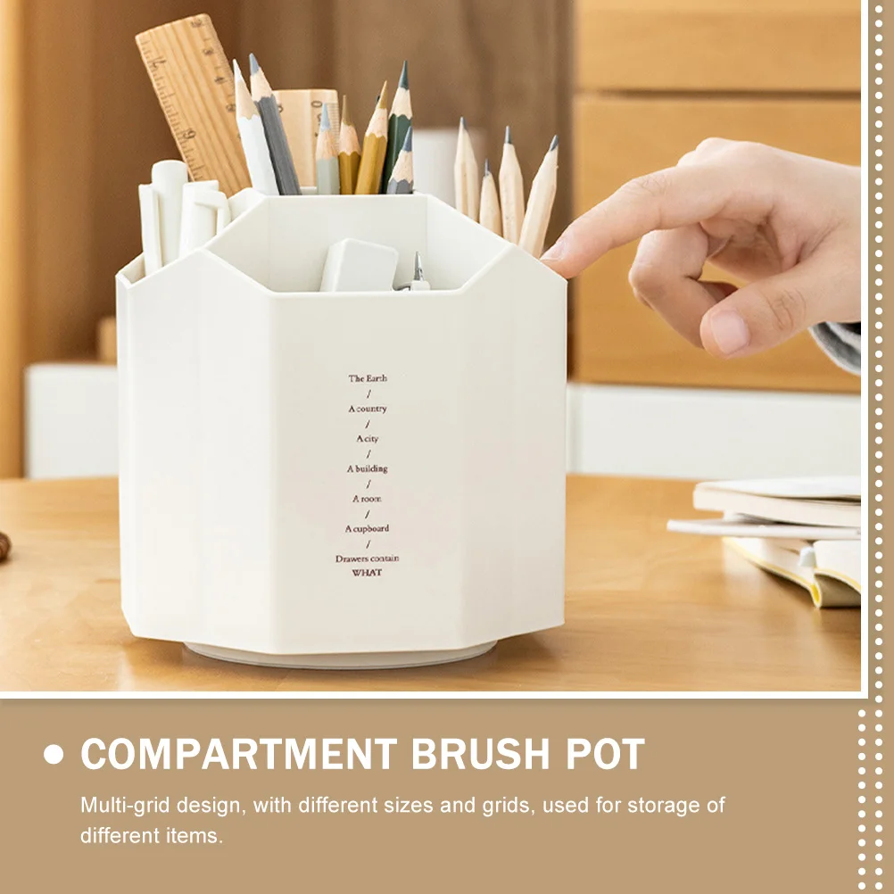 

Rotating Pen Holder Pens Container Personality Beige Rotatable Brush Pot Office