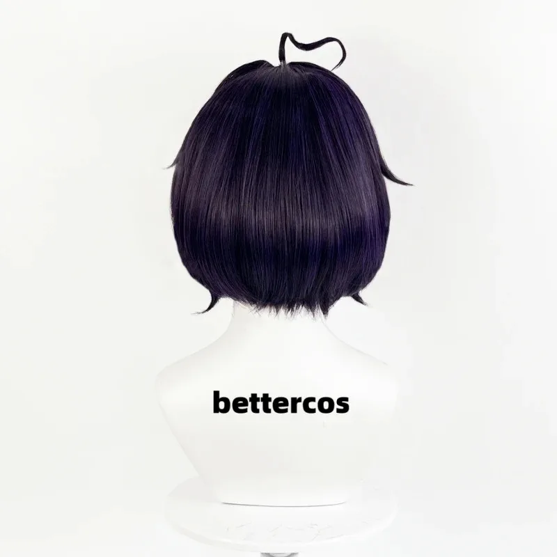 Anime Hiiragi Utena Cosplay Wig Short Scalp Purple Black Wig Heat Resistant Synthetic Wigs Halloween Party Wigs + Free Wig Cap