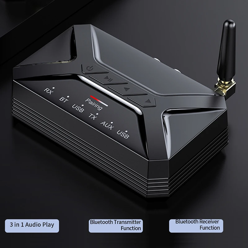 40M Long-distance Bluetooth-compatibleTransmitting Version 5.0 Receiver Transmitter 3 in 1 Audio Play Multi Interfaces AUX RCA