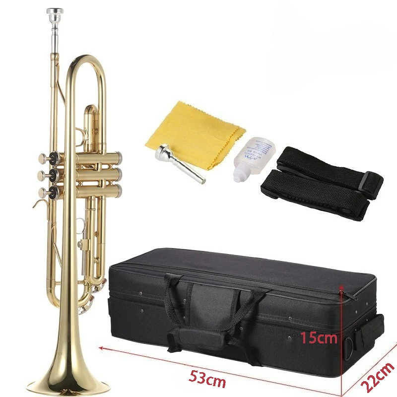 

Brass Trumpet Bb Key Professional Trumpet Gold Lacquer Beginner Children's Musical Instruments Educational Brass Instrument Gift