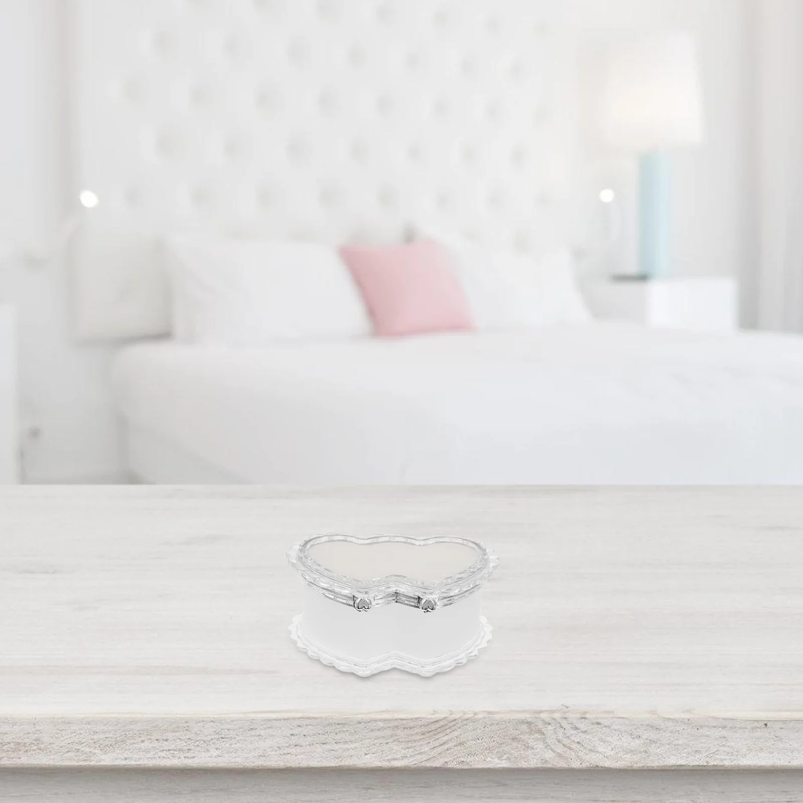 

Heart Shaped Jewelry Box Plastic Double Heart Design Semi Transparent Jewelry Organizer Mirror Storage Holder for Kids Girls