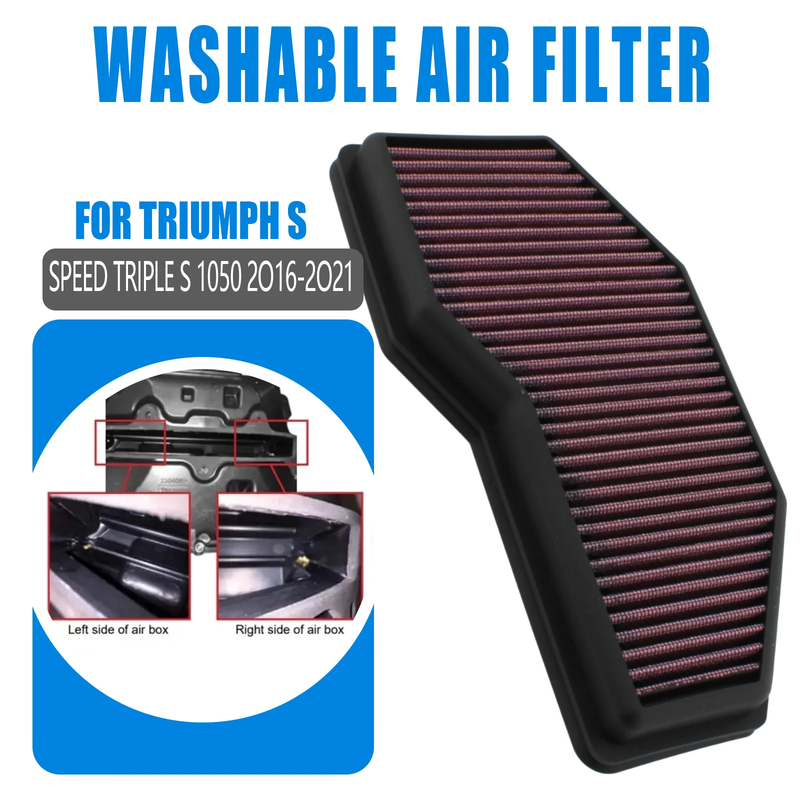 Motorcycle High Flow Air Filter Intake Cleaner Non-woven Replacement For Triumph Speed Triple RS/R/S Street Triple R/S