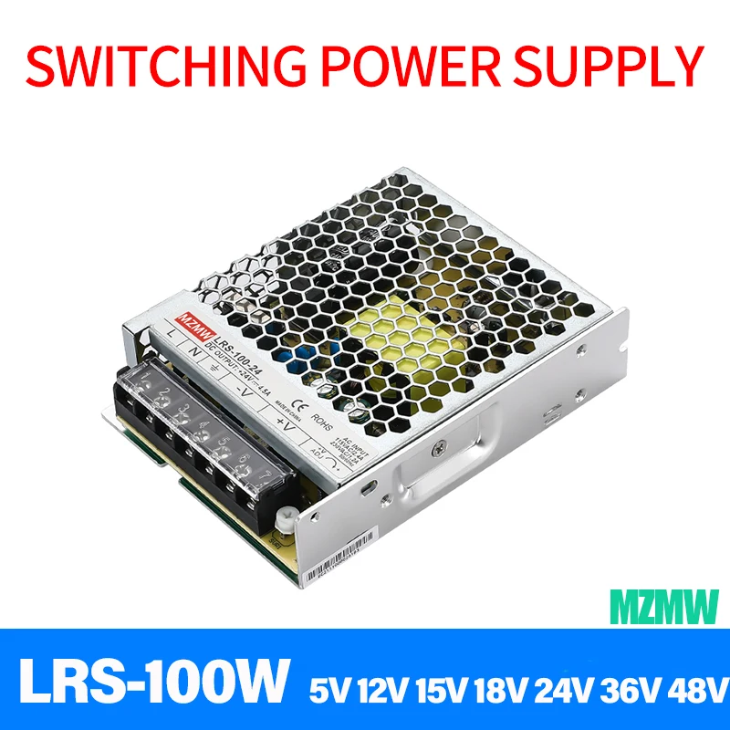 100W Switching Power Supply 110V/220V AC to DC 5V 12V 15V 18V 24V 36V 48V Single Output SMPS LRS-100-5 LRS-100-12 LRS-100-24