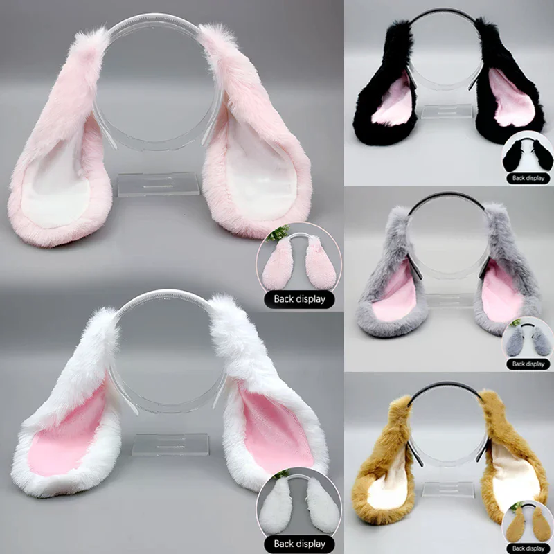 1PC Cute Bunny Ears Headband Plush Rabbit Hair Hoop Headwear Cosplay Costume Hair Accessories For Adults Party