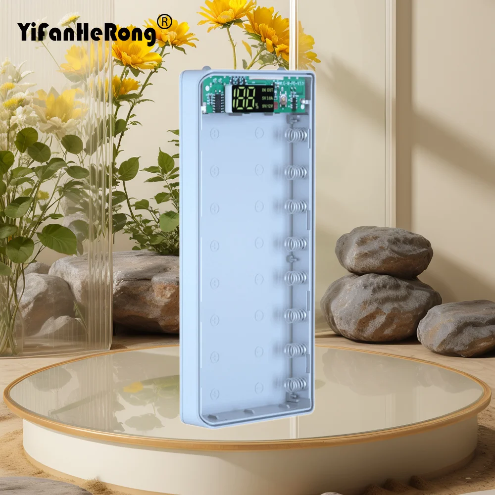 18650 Power Bank Cases Battery Holder Dual USB Type C Charge DIY Shell for Xiaomi/iPhone/Huawei 8*18650 Battery Case Storage Box