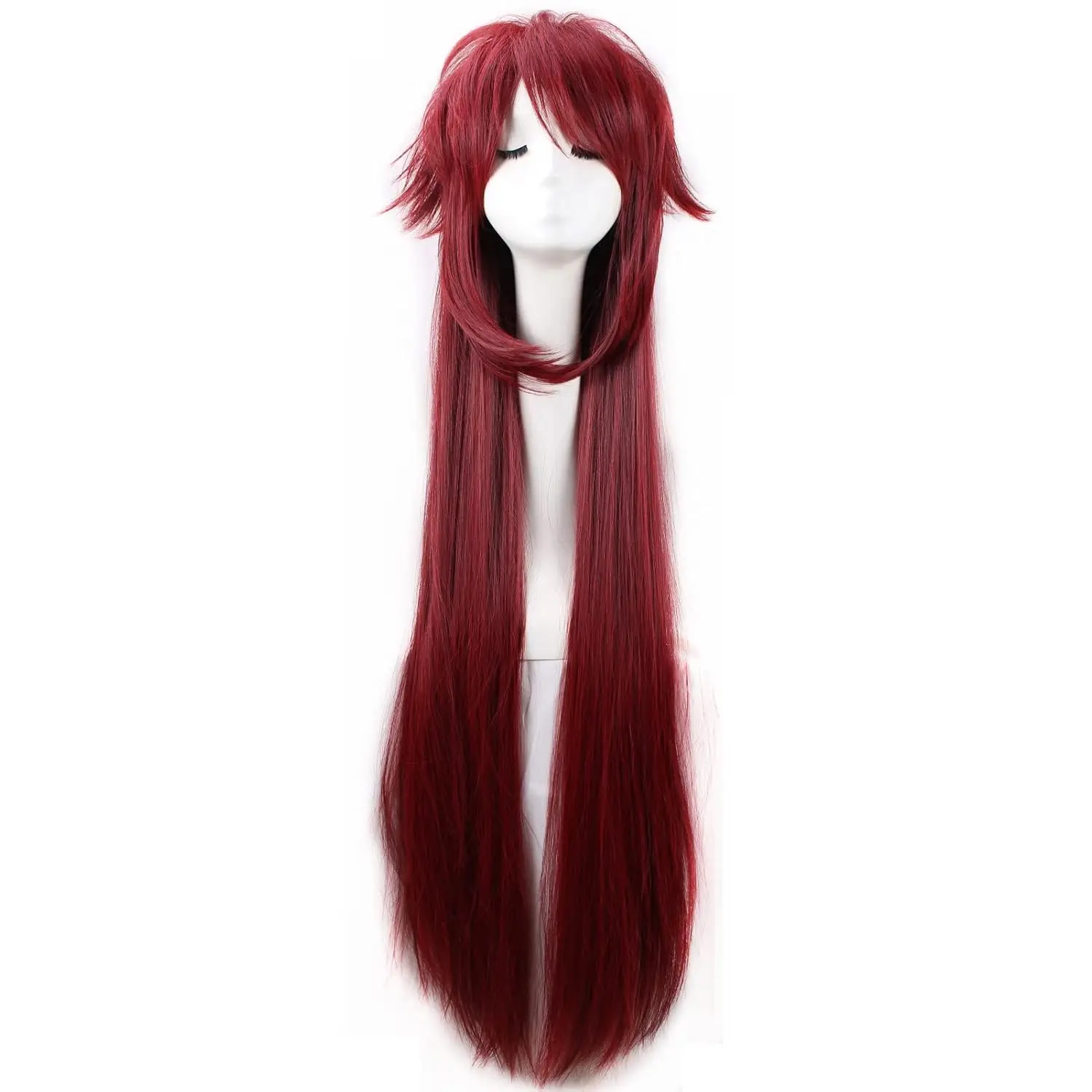 Peluca de disfraz de cosplay de pelo largo resistente al calor, color rojo vino, de Rias Gremory de High School DxD