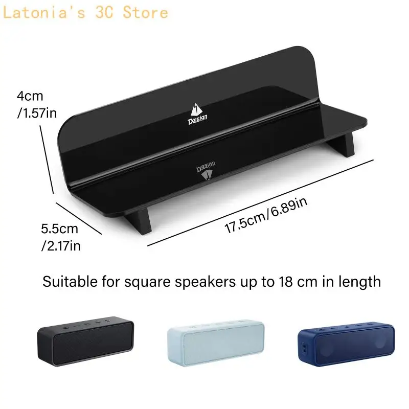 Schwarzer Acryl-Lautsprecherhalter für Lautsprecher auf dem Schreibtisch oder mit 15°-Neigungswinkel X3UB – Detail 6