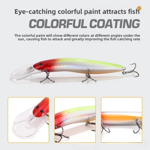 Imagen 2 del producto ""Cebo hundido mínimo, cebo duro de fundición profunda, señuelo de tabla de lengua larga, señuelo artificial, cebo simulado, cebo de pesca de lubina