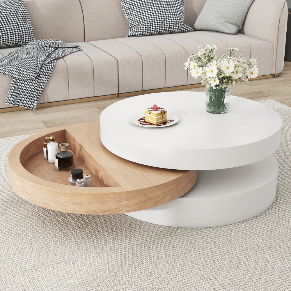 Moderner zylindrischer Couchtisch 360° ° Drehbare Wohnzimmermöbel mit einer Kapazität von 30 kg – Detail 1