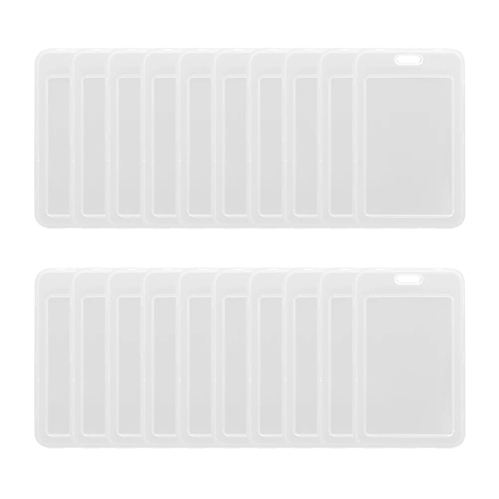 

20PCS Card Cover ID Badge Holders Clear Plastic Passport Size Permit Travel Name Tags Identification Cards