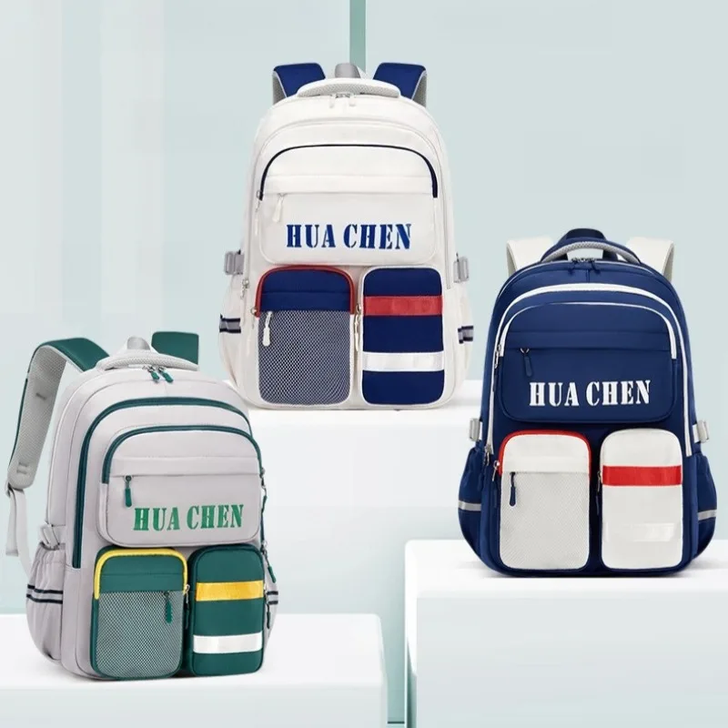 Boys Fashion Backpacks Elementary Middle School Students Schoolbags Large Capacity Waterproof Book Bag Oxford Durable Rucksack