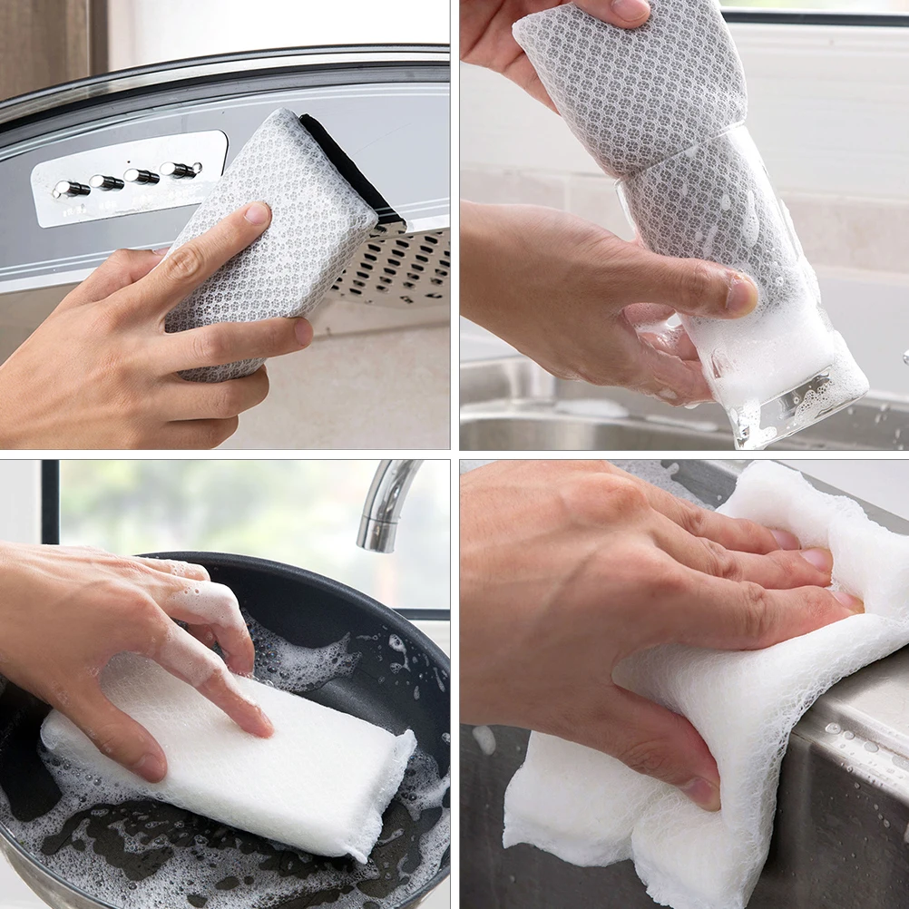 

10pcs Cleaning Sponge Reusable Kitchen Dishwashing Scrub Scouring Pads Strong Absorbing Delicate Surface Home Daily Use