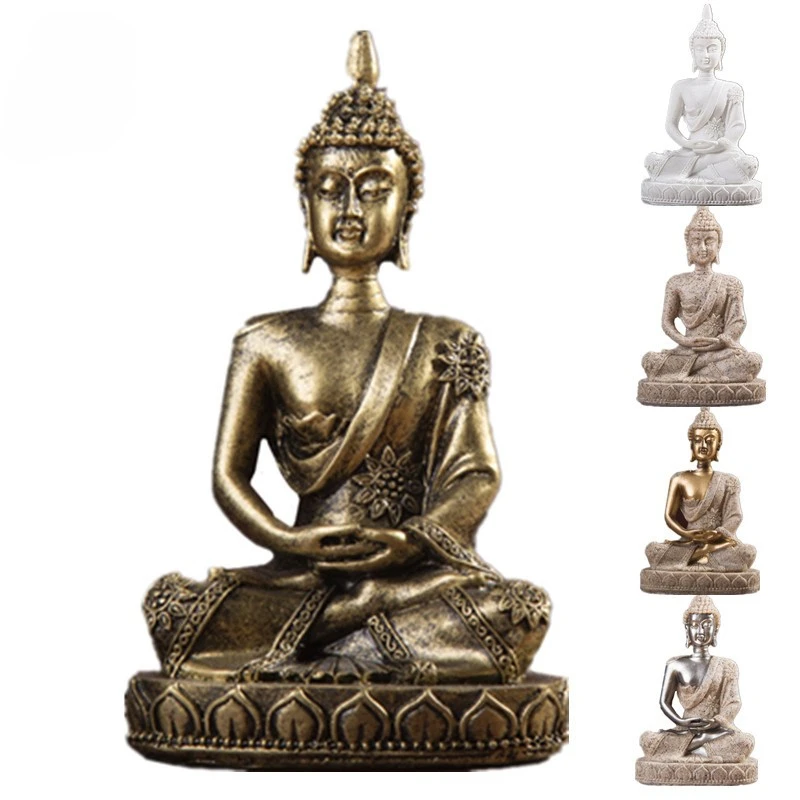 Home Decoration Sculptures And Figurines Statue Buddha Figure Zen Living Room Hallway Decoration Mini Resin Ornament Artware New