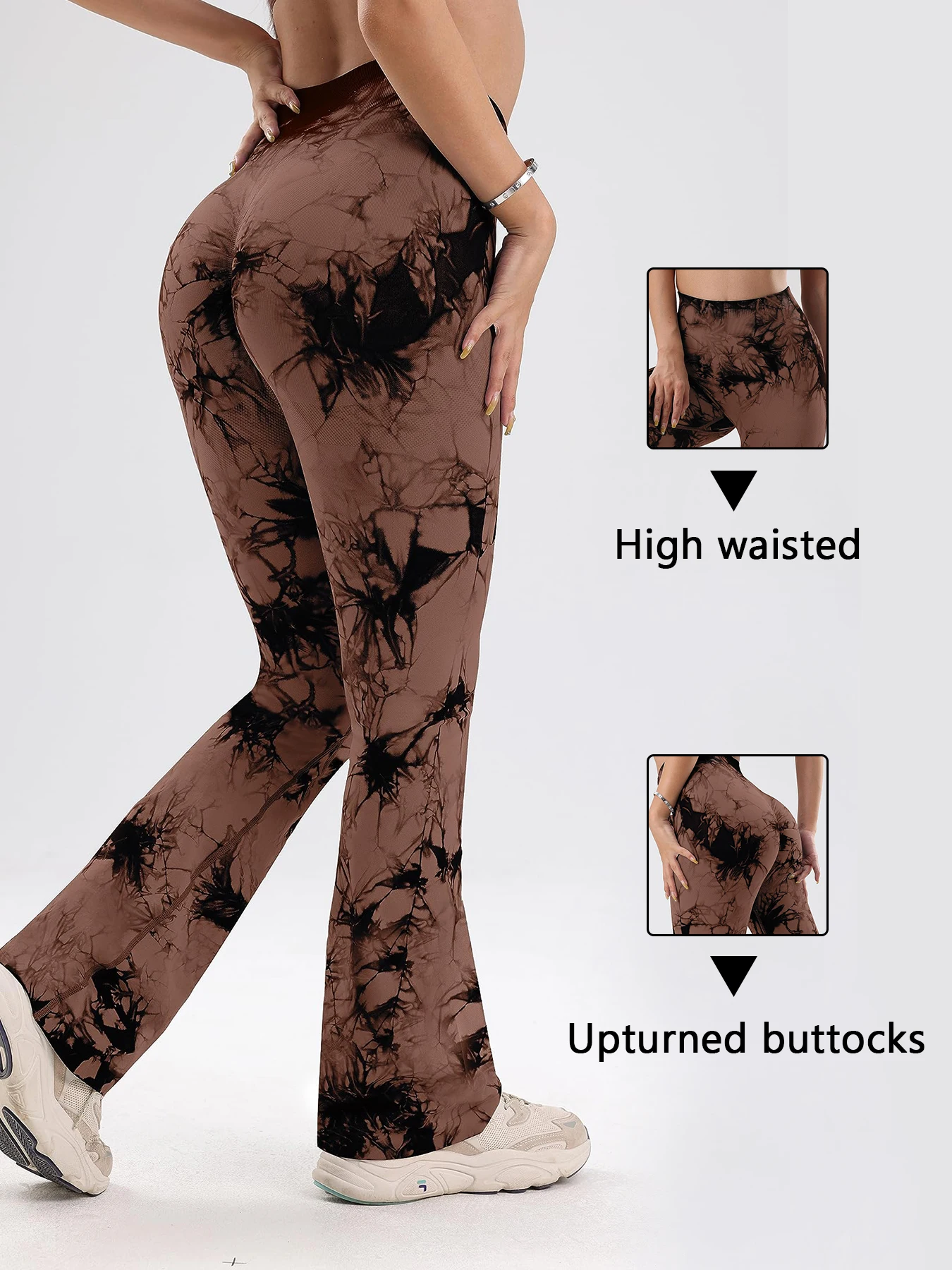 Women Tie-dyed Flare Leggings Yoga Pants Women Bell-bottoms Yoga Trousers High Waist Fitness Pants Stretch Gym Casual Sports