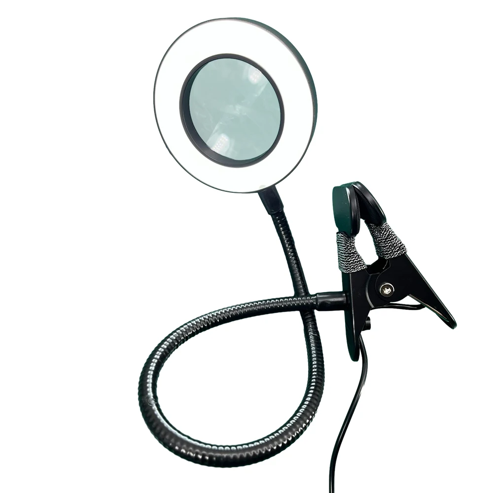 Lupa Led tipo Clip, luz de belleza de uñas, luz fría USB, equipo antideslizante, abrazadera de vidrio, lámpara de escritorio portátil