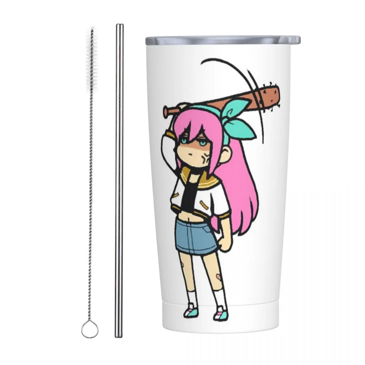 Omori Anime Video Game Stainless Steel Tumbler Vacuum Insulated Mug Thermal Cold Cup Straw With Lid 20oz