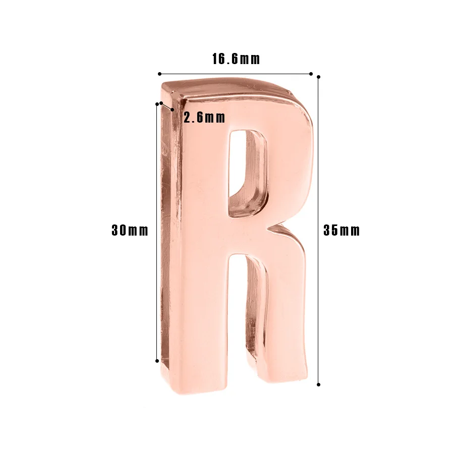 10pc Hole 30mm Slide Letter Rose Golden Alphabet diy slide charm Fit DIY Wristband Bracelet Pet Collar Jewelry Making